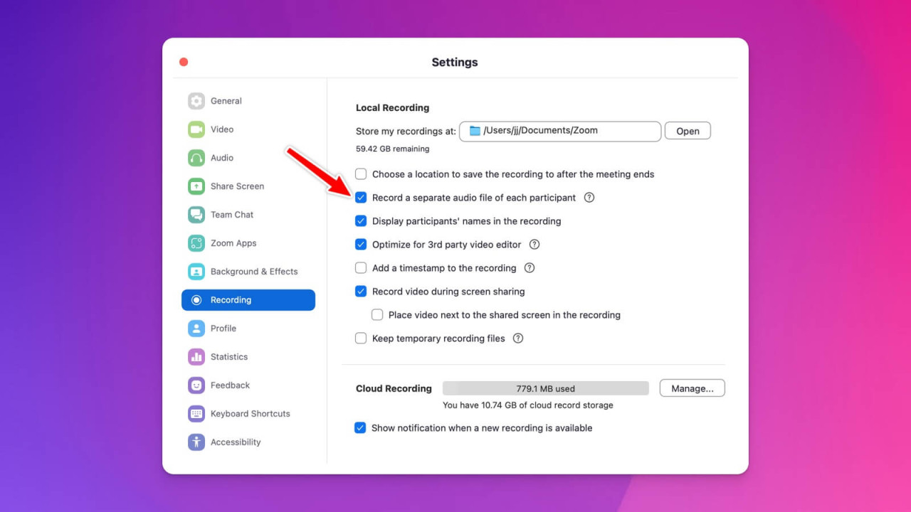 Record a separate audio file for each participant